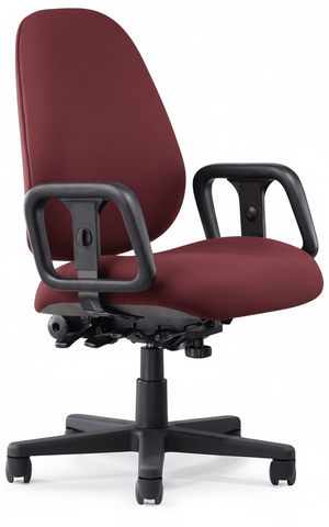 Allseating 99111 Chiroform burgundy big and tall office chair, front angled view with loop arms