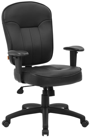 Boss Office Products B1563 Adjustable LeatherPlus Task Chair, angled front view