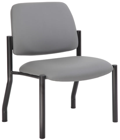 Boss Office Products B9595AM-GY-400 gray armless guest chair with black four-leg frame, angled front view