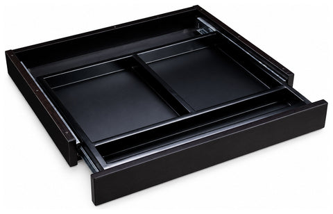 Boss Office Products N185 black center desk drawer showing divided storage compartments and sliding rails