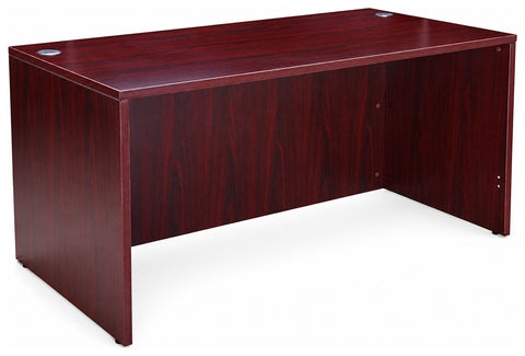 Boss Office Products N103-M Desk Shell, 60"W x 30"D, mahogany, angled front view