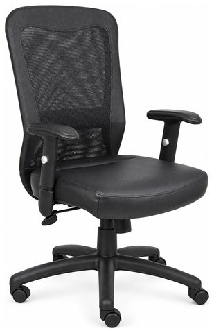 Boss Office Products B580 Executive Mesh Back Office Chair, black nylon, angled front view