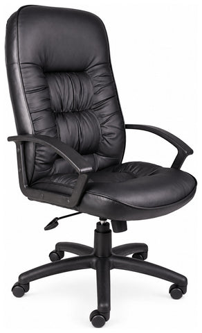 Boss Office Products B7301 High Back Leather Executive Chair, angled front view