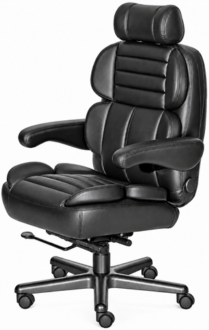 ERA Office Chairs OF-PACI Pacifica black big and tall executive chair, front angled view with headrest