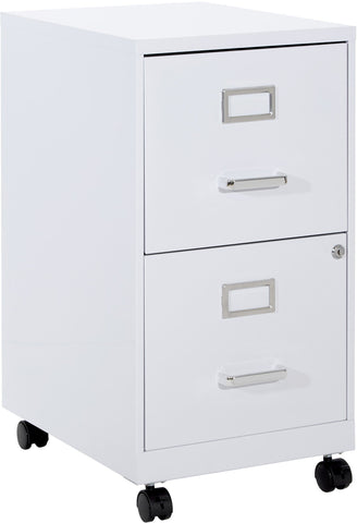 Office Star CF2DRM-11 2 Drawer Mobile Metal File Cabinet, white