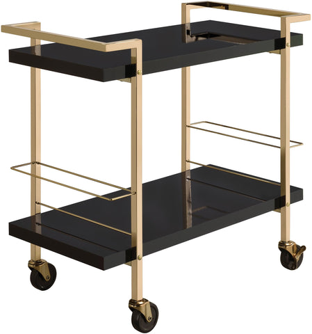 Office Star ALS02-BLK Alios Serving Cart, black/gold