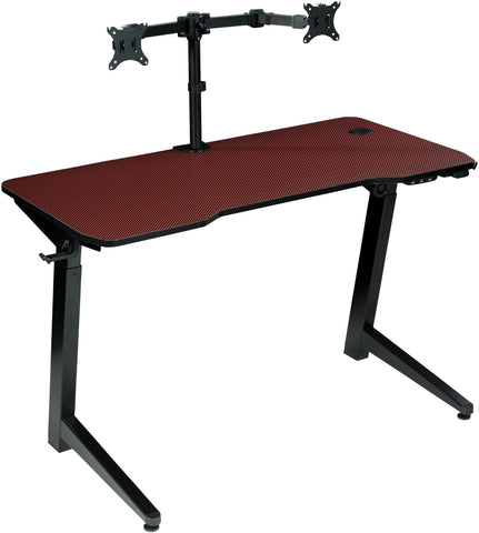 Office Star AR1337-RCF Arena 1337 Battlestation Gaming Desk, red carbon fiber/black
