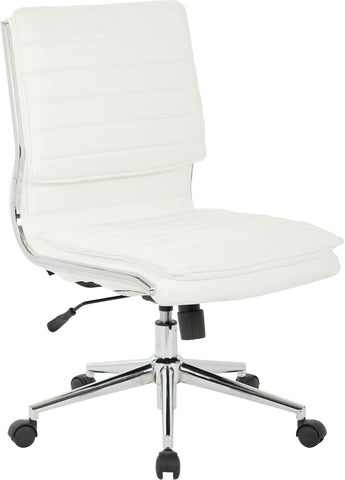 Office Star SPX23592C-U11 Armless Mid Back Manager's Faux Leather Chair, white