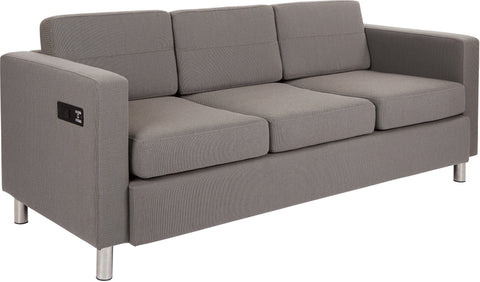 Office Star ATL53 Atlantic Sofa, gray upholstery, angled front view