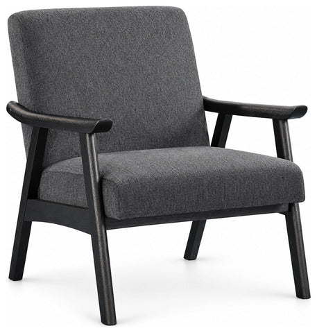 Office Star WDN51BK Ave Six Weldon Visitors Chair, Black Frame, gray upholstery, angled front view