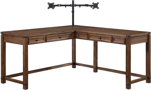 Office Star BTL2937DM-BR Baton Rouge L Shaped Desk with Monitor Mount, brushed walnut