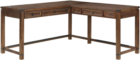 Office Star BTLL2937-BR Baton Rouge L-Shaped Sit-Stand Lift Desk, brushed walnut