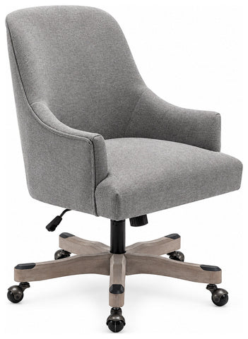 Office Star BWL Bradwell Rustic Wood Base Office Chair, gray upholstery, angled front view