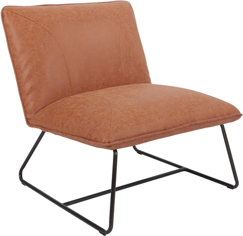 Office Star BRC51-P42 Brocton Accent Chair, sand faux leather with industrial steel frame