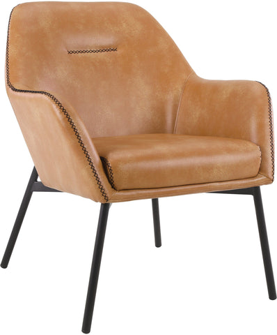 Office Star BRK-R43 Brooks Accent Chair, sand faux leather with black stitch