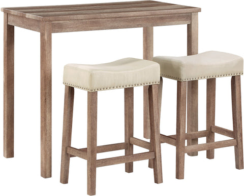 Office Star CEL4222-NT Celina 3-Piece Counter Height Set, natural wood/light brown