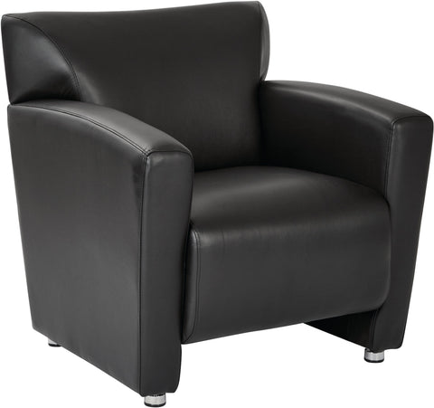 Office Star SL2911S-U6 Club Chair with Silver Finish Legs, black