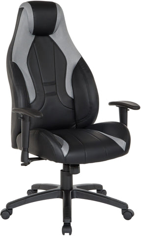 Office Star CMD25-GRY Commander Gaming Chair, black faux leather