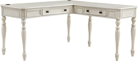 Office Star CML6060-AW Country Meadows L-Shaped Desk with Power, antique white