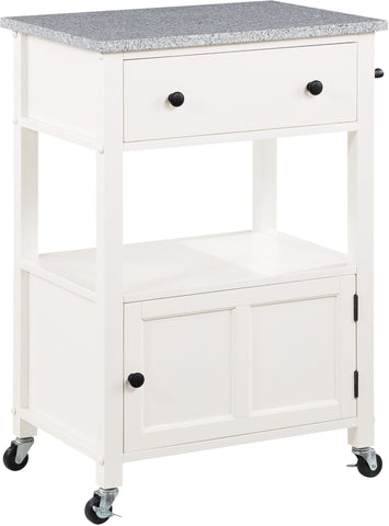 Office Star FRXG-11 Fairfax Kitchen Cart, granite top - white base