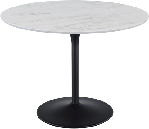 Office Star FLWT433-BK Flower Dining Table, white faux marble - black base