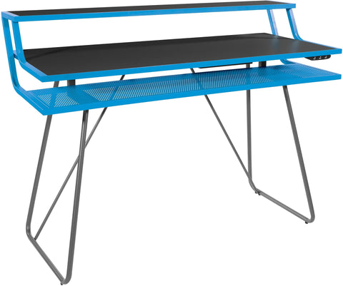 Office Star GLI25-BL Glitch Battlestation Gaming Desk, blue