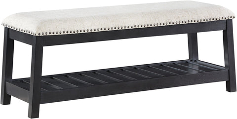 Office Star LDRAG-C72 Lauderdale 48" Bench, linen fabric - grey frame