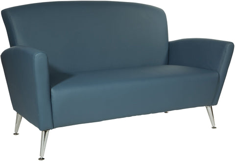 Office Star SL50552-R105 Loveseat in Bonded Leather, dillon blue