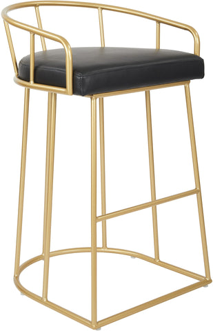 Office Star LUN30-B18 Luna 30" Barstool, black, gold