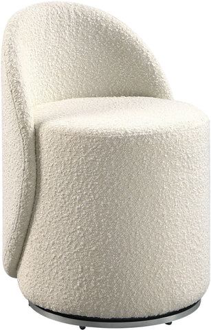 Office Star LYSAS Lystra Swivel Vanity Chair, cream upholstery, angled front view