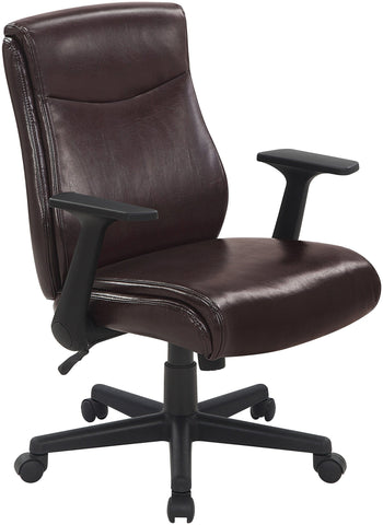 Office Star FL91201-U2 Mid Back Managers Chair with Flip Away Arms, chocolate faux leather