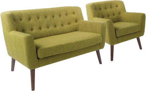 Office Star MLL3-M17 Mill Lane Chair and Loveseat Set, green