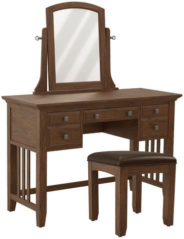 Office Star BP-4201-056K Modern Mission Vanity/Mirror/Bench, angled front view