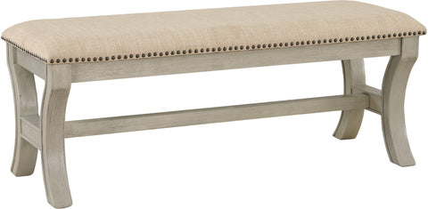 Office Star MN Monaco 48" Bench, cream upholstery, angled front view