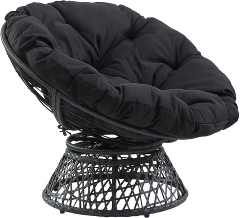 Office Star BF25292-BK Papasan Chair in Fun Colors, black, dark grey wicker wrapped