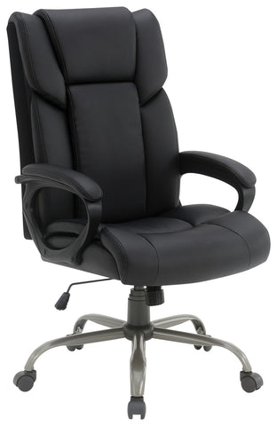 Office Star FL14570 high-back executive chair, Black Faux Leather, main view
