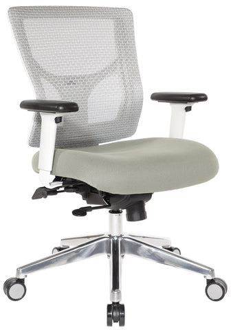 Office Star 95673 Pro-Line II ProGrid White Mesh Mid Back Chair, angled front view