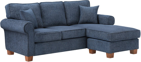 Office Star RLE55-B83 Rylee Rolled Arm Sectional, navy