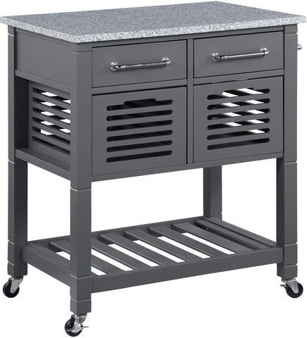 Office Star STFG-2 Stafford Kitchen Cart, granite top, grey base