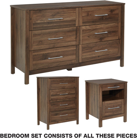 Office Star SK100P-CW Stonebrook 3 Piece Bedroom Set, classic walnut