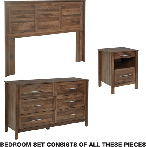 Office Star SK103P-CW Stonebrook 3 Piece Bedroom Set, classic walnut