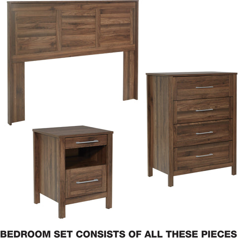 Office Star SK104P-CW Stonebrook 3 Piece Bedroom Set, classic walnut