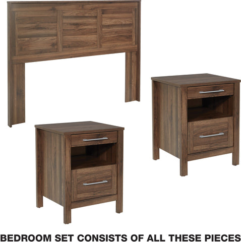 Office Star SK105P-CW Stonebrook 3 Piece Bedroom Set, classic walnut