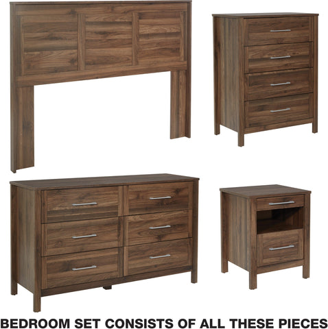 Office Star SK102P-CW Stonebrook 4 Piece Bedroom Set, classic walnut