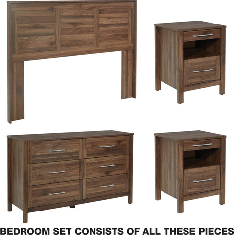 Office Star SK106P-CW Stonebrook 4 Piece Bedroom Set, classic walnut