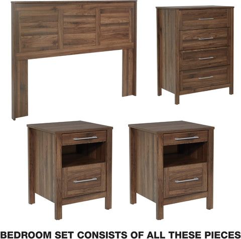 Office Star SK107P-CW Stonebrook 4 Piece Bedroom Set, classic walnut