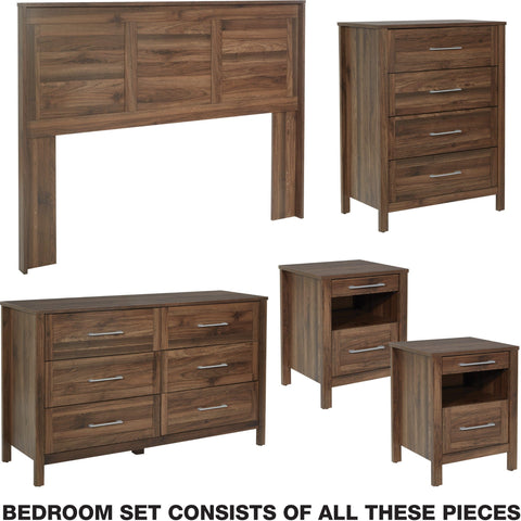 Office Star SK101P-CW Stonebrook 5 Piece Bedroom Set, classic walnut