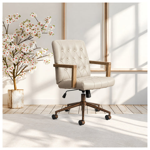 Office Star WLM-BPU21 Waltham Faux Leather Chair, taupe faux leather