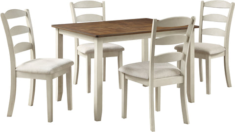 Office Star WSK3247K-CMDT West Lake Dining Table Set, 5-Piece, natural & grey wood