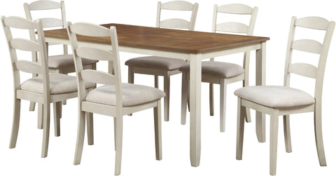 Office Star WSK3266K-CMDT West Lake Dining Table Set, 7-Piece, natural & grey wood